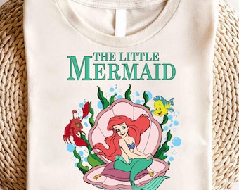 Retro Vintage Ariel The Little Mermaid Shirt, Ariel Mermaid Shirt, Vintage Retro Ariel Shirt, Ariel Flounder Shirt, Disney Princess Shirt