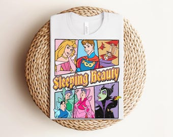 Sleeping Beauty Shirt, Aurora Maleficent Tee, Vintage Disney Princess Villain Shirt, Retro Cartoon Collage Tee, Fairy Tale Graphic Shirt
