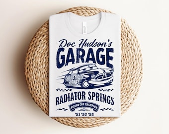 Camiseta retro del garaje de Doc Hudson, camiseta de Doc Hudson de Radiator Springs, Pixar Cars, camiseta de Disneyland para hombre, camiseta de Cars Land, regalo para novio