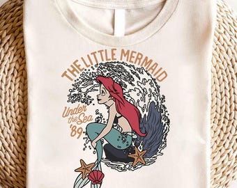 Retro Vintage Ariel The Little Mermaid Shirt, Ariel Mermaid Shirt, Vintage Retro Ariel Shirt, Ariel Flounder Shirt, Disney Princess Shirt