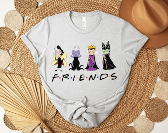Villain Friends Shirt, Cartoon Villain Characters Tee, Retro Animation Style TShirt, Classic Villain Group Graphic Top
