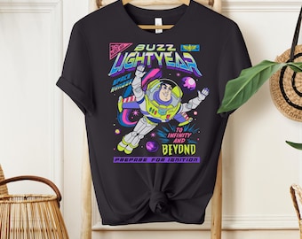 Buzz Lightyear T-Shirt - To Infinity and Beyond Space Ranger Tee for Kids or Pixar Fans - Retro Galaxy Shirt Gift for Boys or Girls