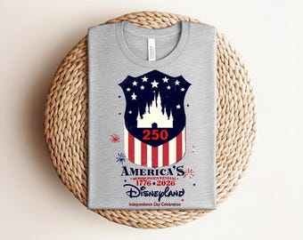 Camiseta Disneyland 250 América, Camiseta gráfica del castillo de EE. UU. 1776 2026, Camiseta patriótica para viaje familiar a Disney, Camiseta para la celebración del 4 de julio