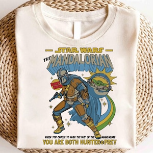 Star Wars The Mandalorian Bounty Hunter Vintage T-Shirt, Retro Star Wars Shirt, Disneyland Family Matching Shirt, Galaxy&#39;s Edge Trip, WDW