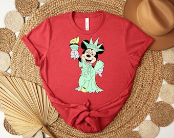 Disney Minnie Statue Liberty Shirt, Minnie Mouse Lady Liberty Tee, Cartoon Disney Character TShirt, New York Inspired Graphic Top