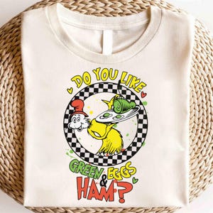 Koszulka Do You Like Green Eggs And Ham, Koszulka Thing 1 Thing 2, Prezent dla nauczyciela, Koszulka dla nauczyciela, Koszulka dla maluchów na Dzień Czytania, Prezent dla miłośnika kreskówek