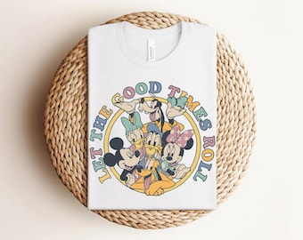 Camiseta familiar de Mickey y sus amigos, camiseta grupal de Disney, camiseta retro de personajes de dibujos animados, camiseta gráfica de Mickey, Minnie, Donald, Daisy, Goofy y Pluto.
