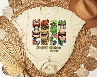 Retro Super Mario Kart Shirt , Super Mario Matching Tee , Mario and Friends Shirt, Super Mario Birthday Party Tee , Mario Family Shirt