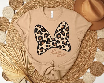 Leopard  Minnie Mouse Shirt, Cute Disney Mom Shirt, Leopard Minnie Ear Shirt, Leopard Women Shirt, Disney Family Vacation Shirts, Minnie Tee