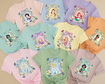 Coquette Bow Disney Princess Vintage Shirt, Belle Ariel Elsa Cinderella, Magic Kingdom Magical Castle Tee, Walt Disney Disney Girl Trip Gift