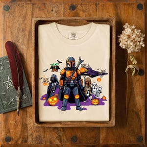 Halloween Star Wars Shirt, Mandalorian Pumpkin Party Tee, Darth Vader Ghost Costume, Stormtrooper Trick Or Treat Top