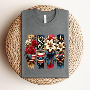 Patriotic Mom Shirt, USA Mom Tee, American Flag Coffee Mom Shirt, 4th of July Mom Gift, Vintage Floral Mom Shirt bild 15