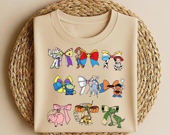 Coquette Toy Story Shirt, Coquette Bow Shirt, Disney Toy Story Shirt, Disney Friends Shirt, Woody Buzz Jessie Hamm T-Rex Tee