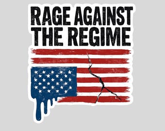 Rage Against the Regime Sticker: Inverted American Flag Protest Decal