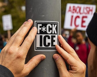 Calcomanía de vinilo "F*CK ICE": Calcomanías de activistas de protesta contra el ICE