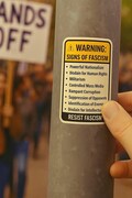Warning: Fascism Sticker – Bold 3x4" Protest Decal – Resist Authoritarianism, Speak Up, Activist Gift product logo