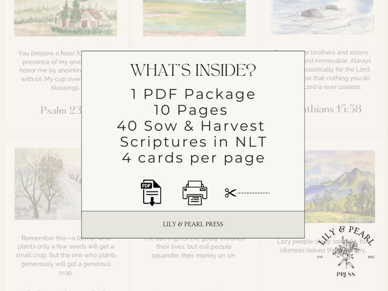 Sow and Harvest Bible Verse Cards | Printable Scripture Cards NLT ...