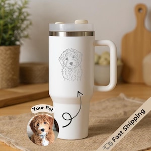 Custom Pet Tumbler – Engraved on 40oz Tumbler, Personalized for Dog Owner, Dog Mom/Dad Gift, Multiple Dogs Option