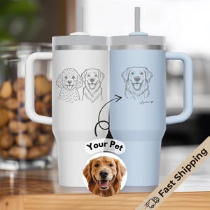 Custom Pet Tumbler – Engraved on Stanley, Personalized for Dog Owner, Dog Mom/Dad Gift, Multiple Dogs Option