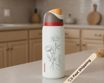 Personalized Birth Flower Owala with Name, Custom Floral Bridesmaid Gift, Unique Tumbler for Mom, Her, Wedding Party Favor