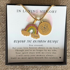 Custom Pet Portrait Necklace, Pet Name Necklace, Pet Loss Grief Gift, Rainbow Necklace, Pet Memorial Necklace, Personalized Pet Jewelry