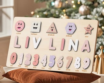Custom Wooden Name Puzzle,1st Birthday Gift, Personalized Busy Board Puzzle, Montessori Toy, Gift for Toddler, Unique Baby Gift, Baby Shower