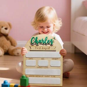 First And Last Day School Sign, Personalized Back To School Sign, Custom Name 1st Day Of School Board, Reusable Back To School Sign Photo