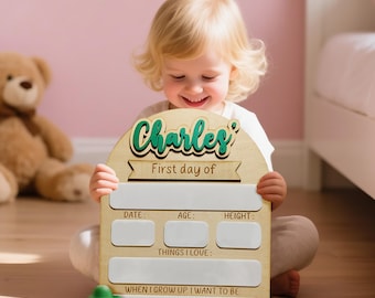 First And Last Day School Sign, Personalized Back To School Sign, Custom Name 1st Day Of School Board, Reusable Back To School Sign Photo