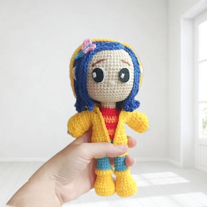 FINISHED TOY, Coraline crochet doll, Coraline Inspired Plush Doll, Coraline Plushie, Cartoon Doll Crochet, Handmade Crochet Doll, Cute gift