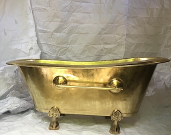 Moroccan Handmade Copper Bathtub Handcrafted Freestanding Brass Soaking Tub Clawfoot Luxury Bathroom