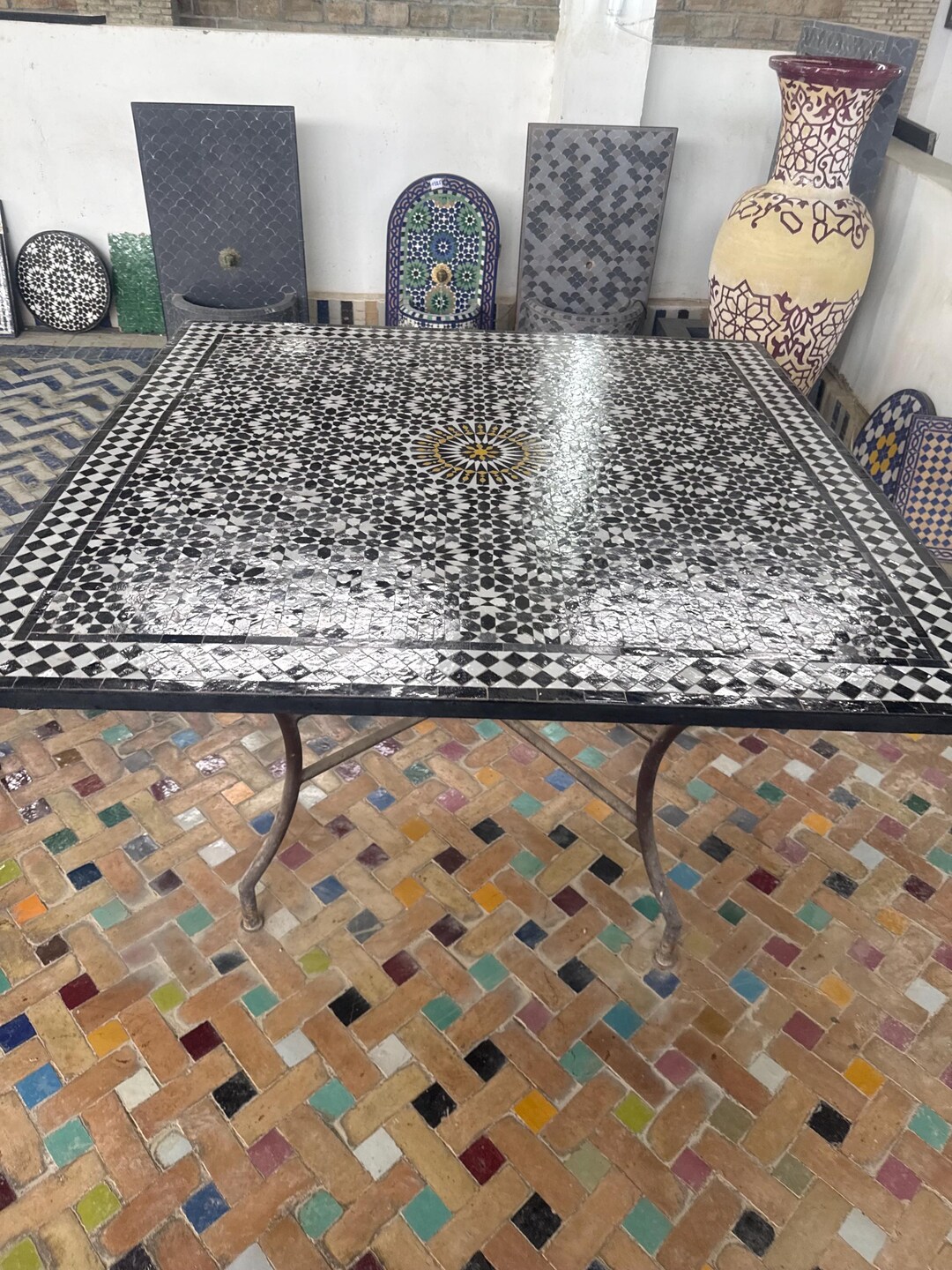 Multi Colored Tile Table Handcrafted Moroccan Tile Table – Zellige Mosaic Table, Luxury Home ...