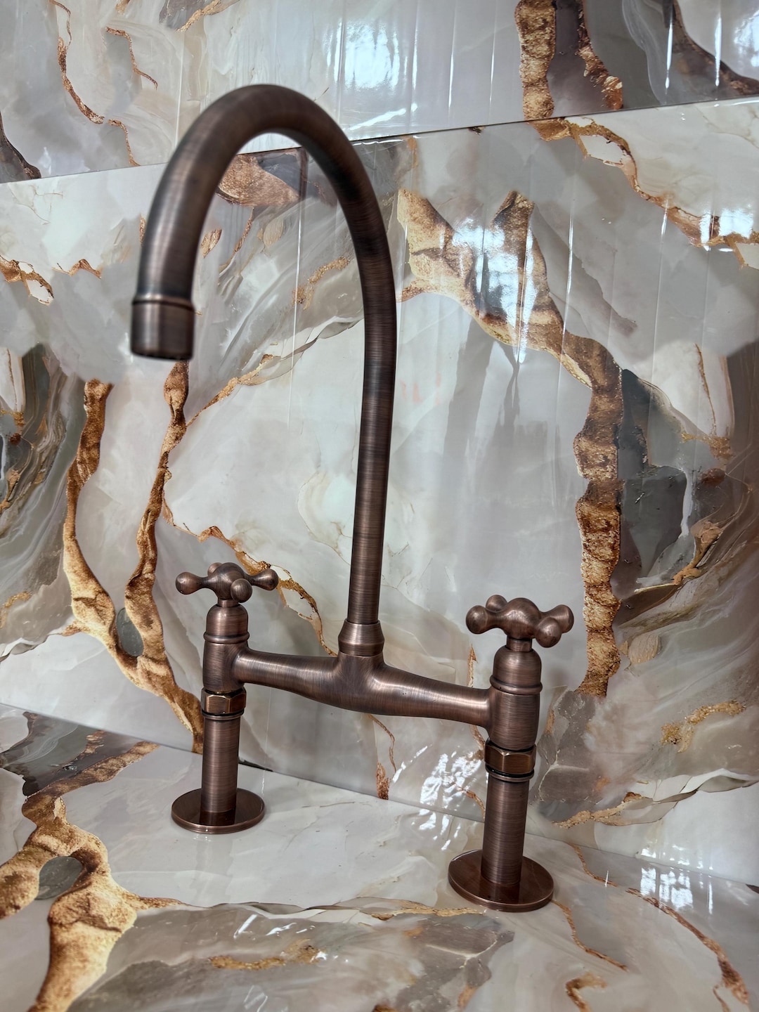 Handmade Antique Copper Faucet – Vintage Brass Bridge Tap – Luxury ...