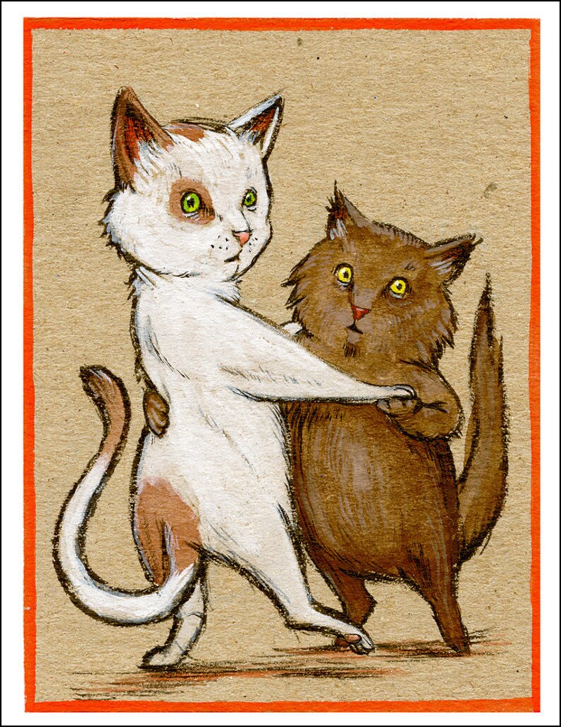 Dancing Cats Individual Card. Etsy