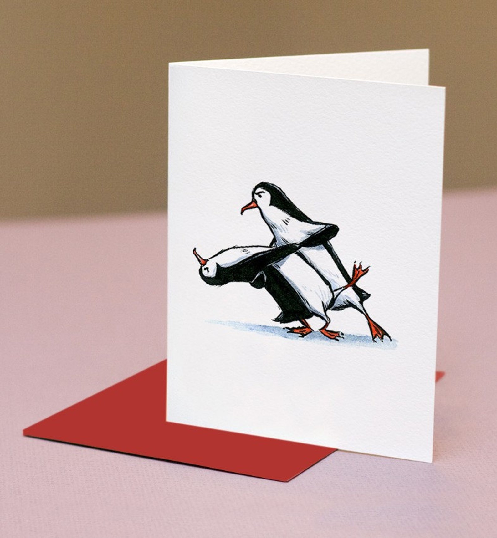 Tango Penguins Individual Valentine Card - Etsy