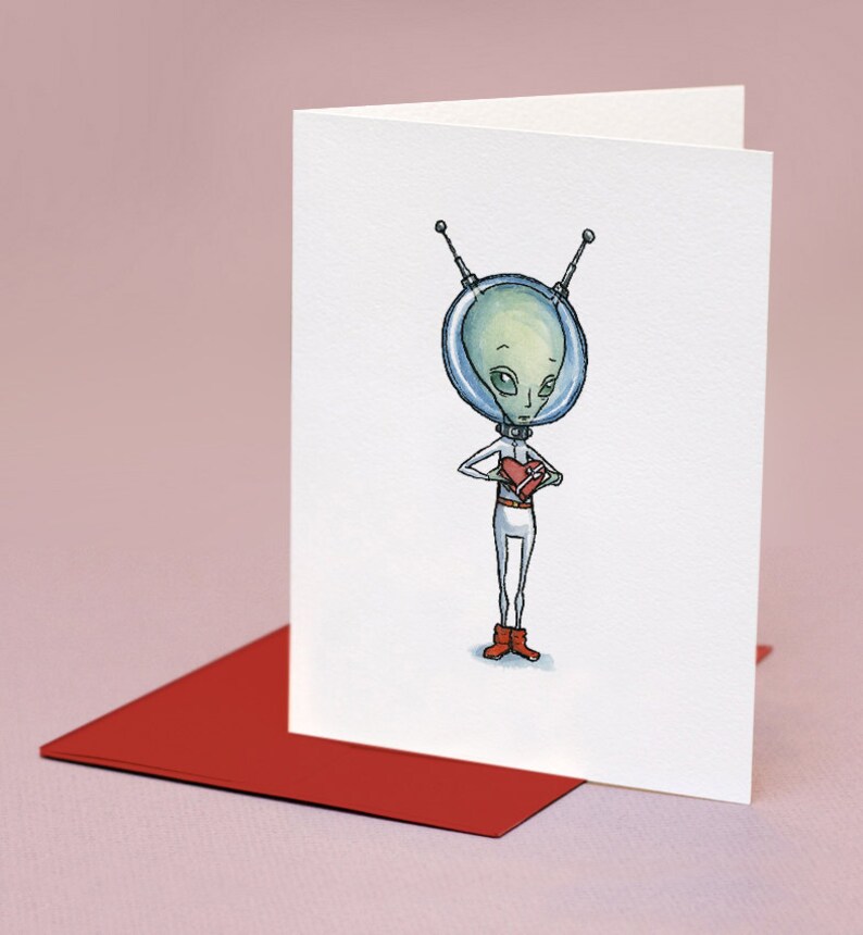 Alien in Love, Individual Valentine Card. - Etsy