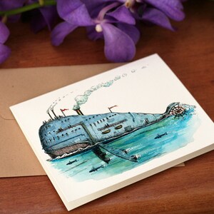 Carte baleine bateau à vapeur