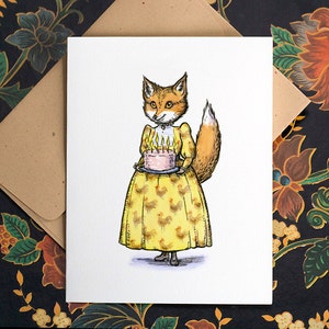 Fuchs mit Tortenkarte
