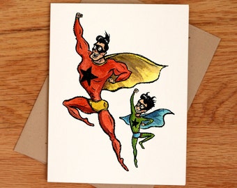 Superdad and Son Card