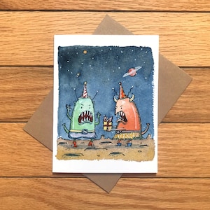 Karte zum Geburtstag von Weltraum Monstern