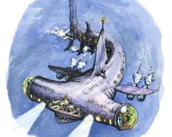 Art Print • Hammerhead Submarine • 8 x 10