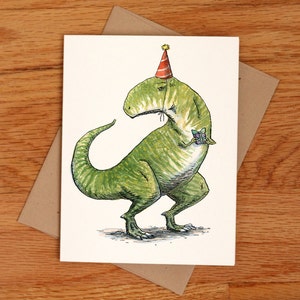 Cartão de aniversário T Rex