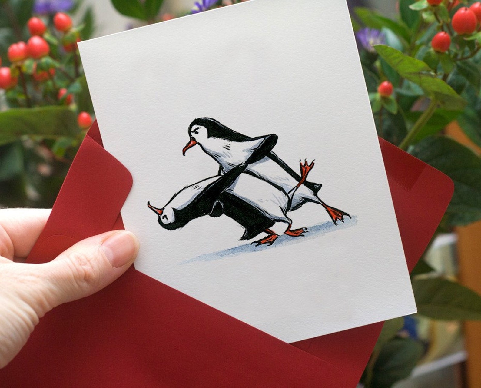 Tango Penguins Individual Valentine Card - Etsy