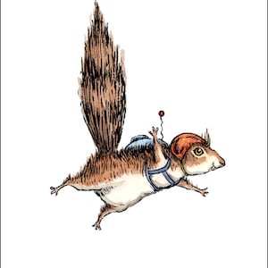 Kunstdruck • Fallschirmspringer Eichhörnchen • 20 x 25 cm