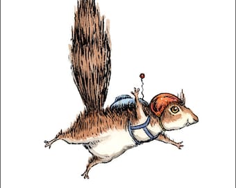 Art Print • Skydiver Squirrel • 8 x 10