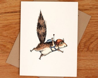Skydiver Squirrel Card