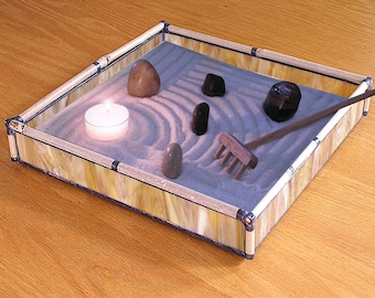 Zen Sand Garden in Brown Glass and Bamboo - BR16