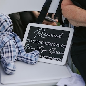 Reserved in loving memory wedding sign, reserved seat sign, this seat is reserved memorial sign, memorial hanging chair sign for wedding