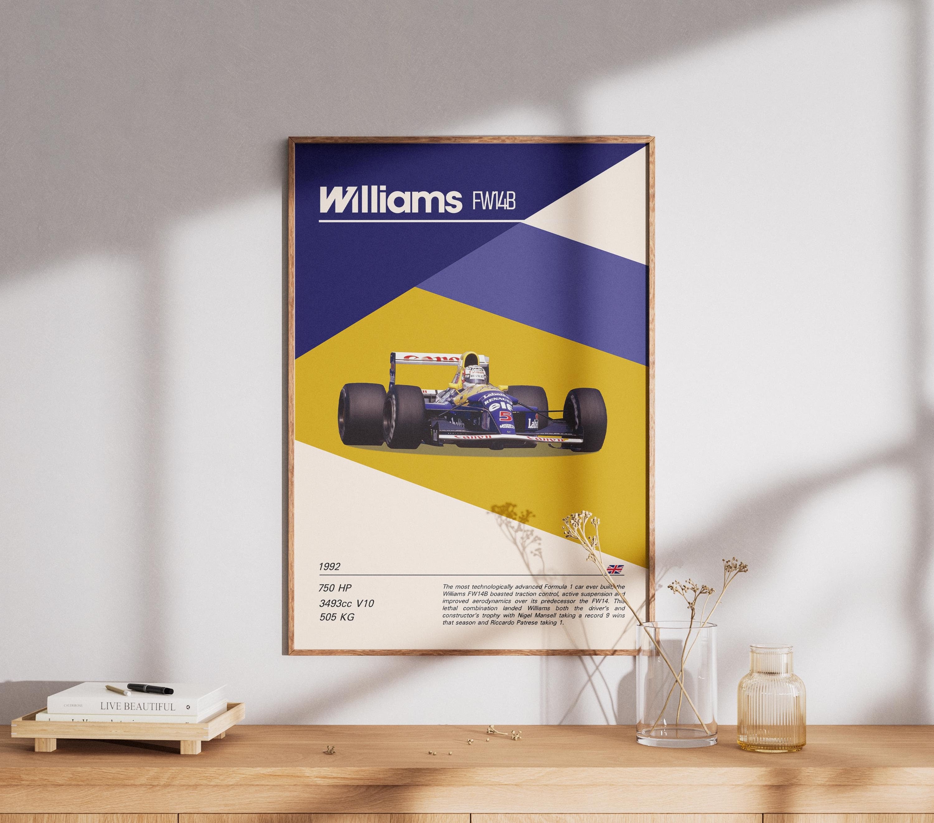 HWC Trading Quadro Con Autografo Stampato Di Nigel Mansell – Formato A4 Incorniciato, Poster Da Collezione Per Fan Della Formula 1, Regalo Per Appassionati Di Corse