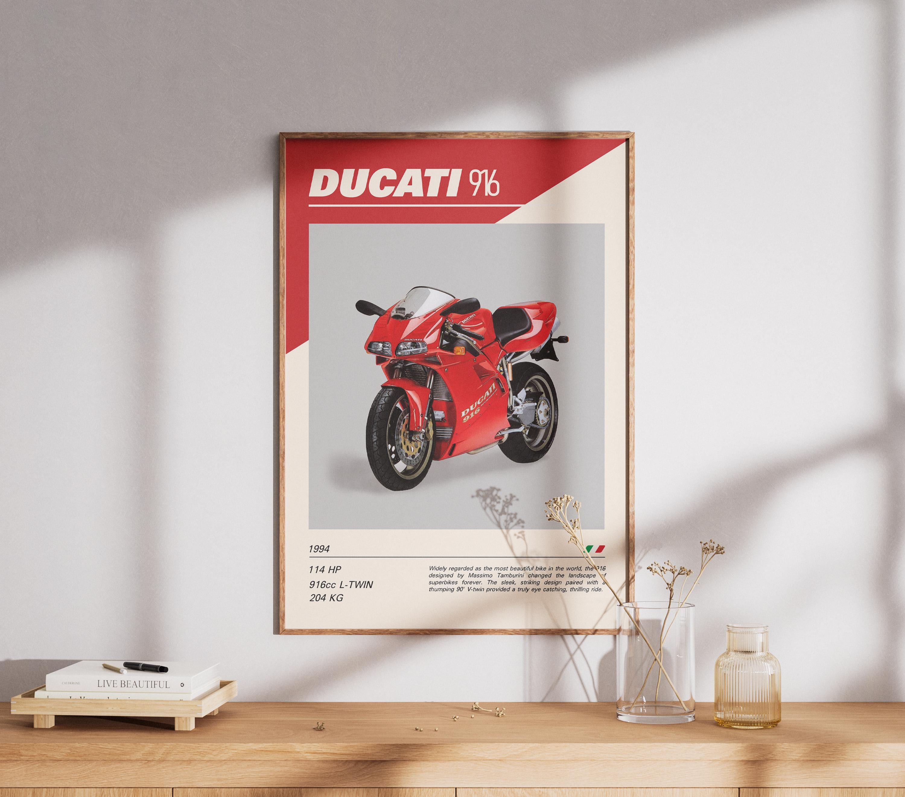 Ducati 916 Motorcycle Poster | Vintage Italian Superbike Wall Art
