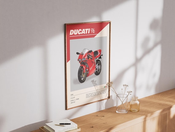 Ducati 916 Motorcycle Poster | Vintage Italian Superbike Wall Art